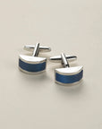 Curved blue stone cufflink