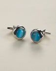 Round cobalt stone cufflink