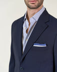 Custom fit blue wool travel suit jacket