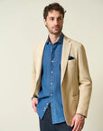 Beige custom fit cotton linen armor jacket