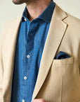 Beige custom fit cotton linen armor jacket