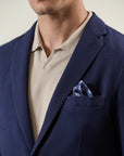 Navy blue cotton linen armor jacket custom fit