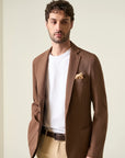 Custom fit dark brown cotton linen armor jacket