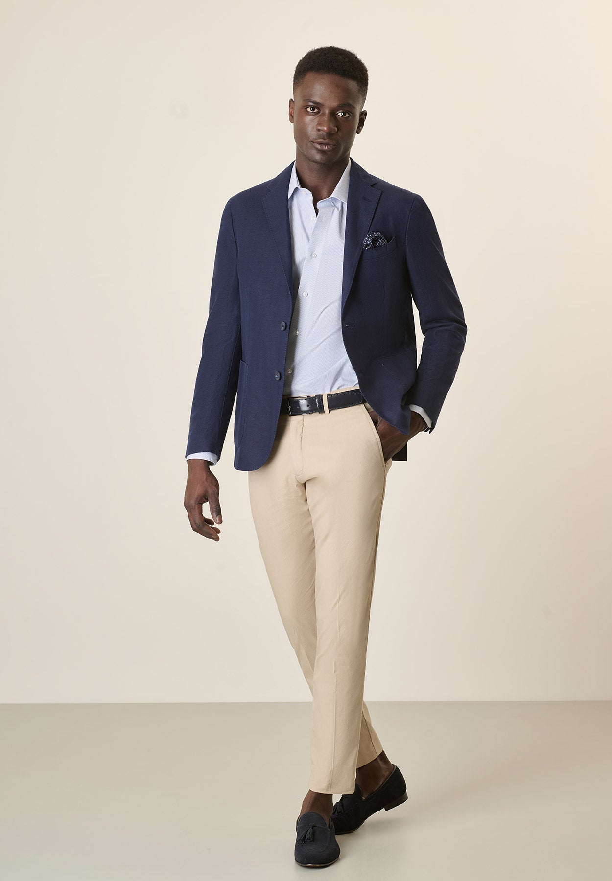 Custom Fit Blue Herringbone Cotton Jacket