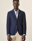 Custom Fit Blue Herringbone Cotton Jacket