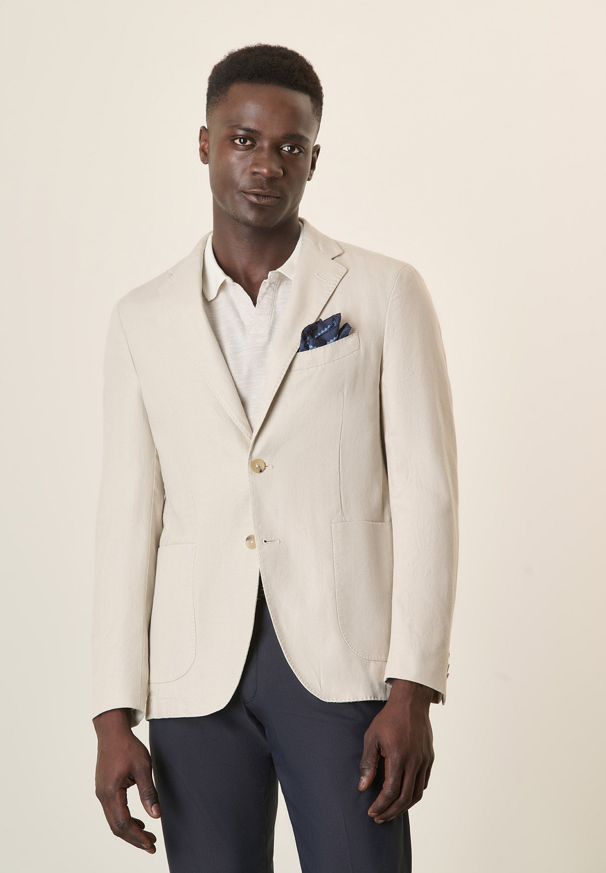 Custom Fit Herringbone Cotton Chalk Jacket