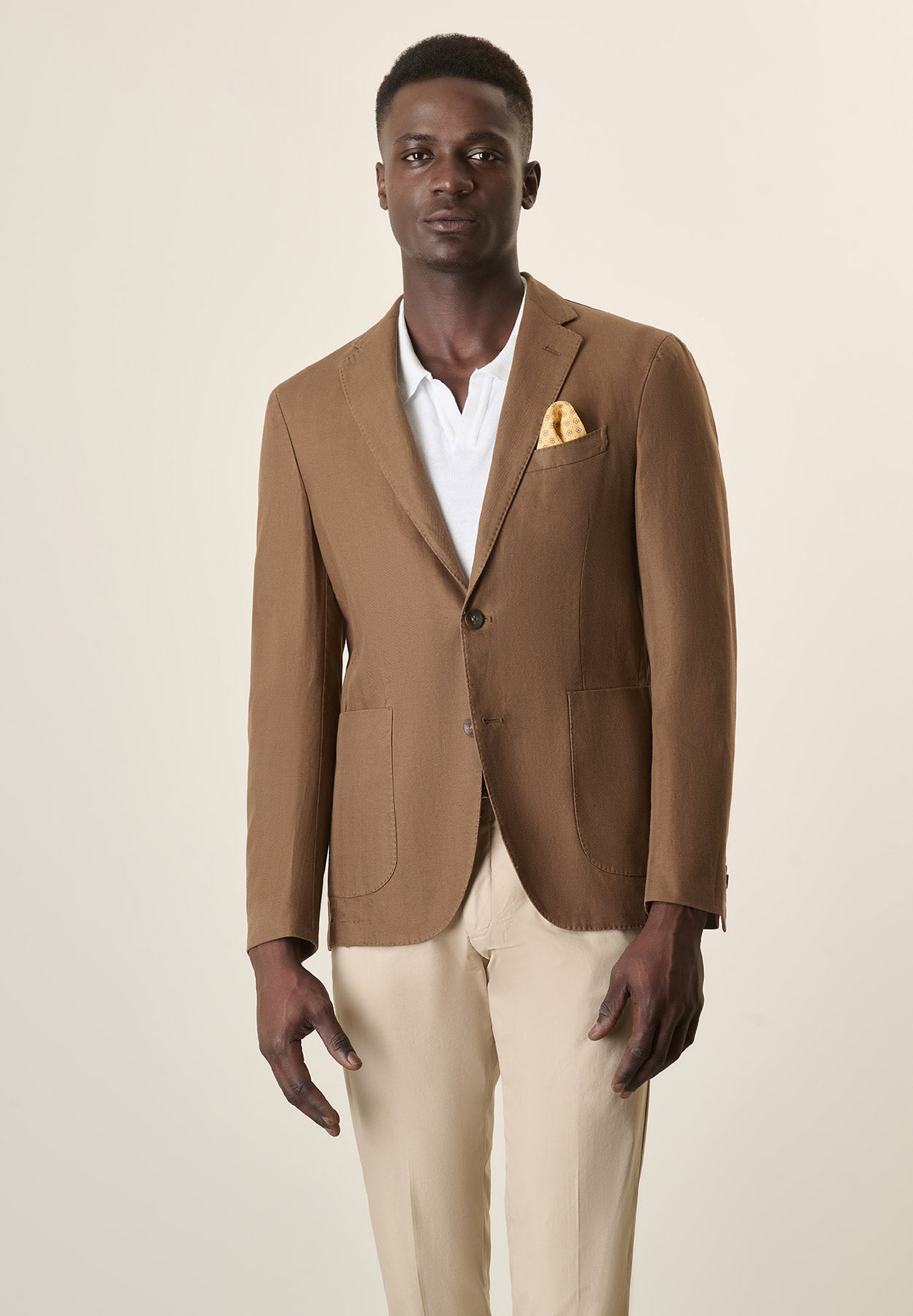 Custom Fit Dark Brown Herringbone Cotton Jacket