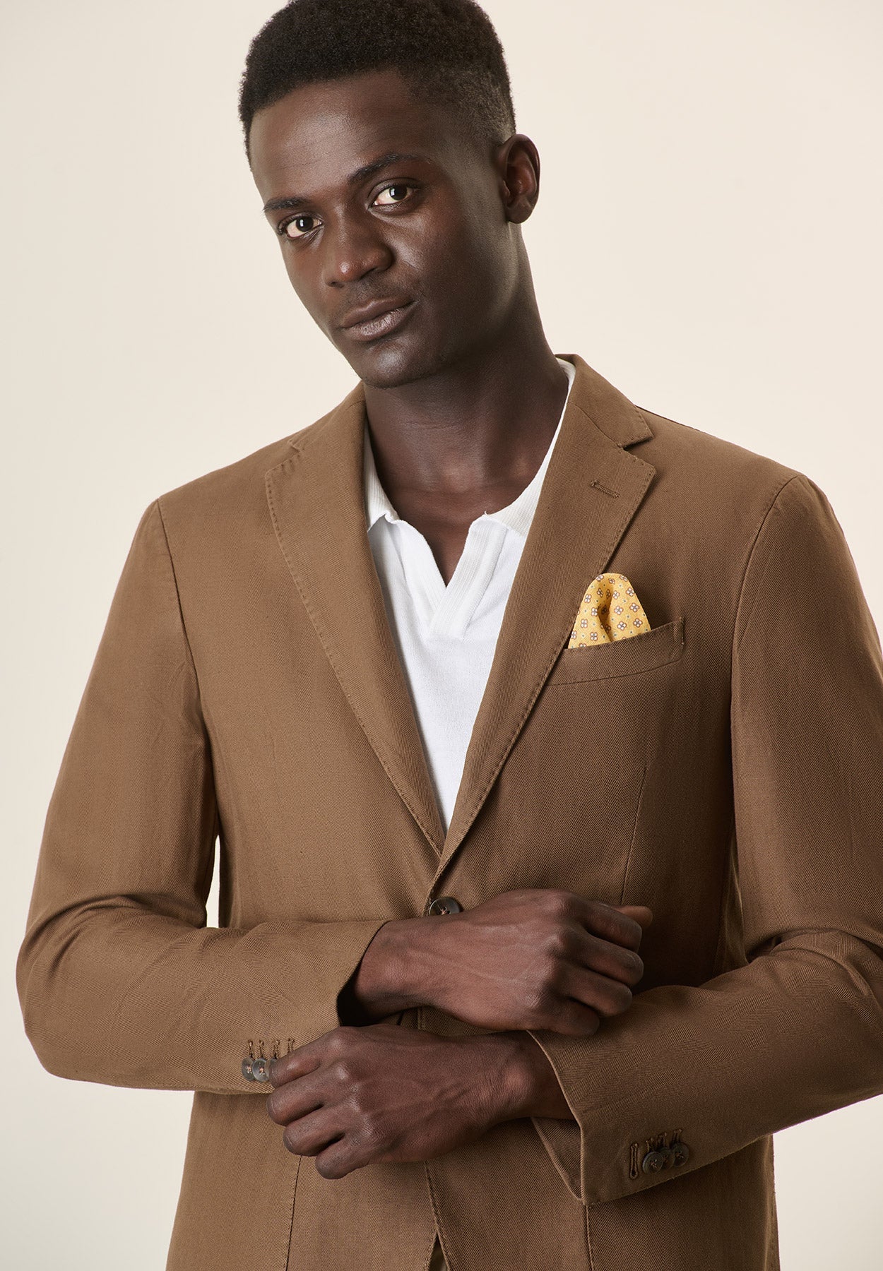 Custom Fit Dark Brown Herringbone Cotton Jacket