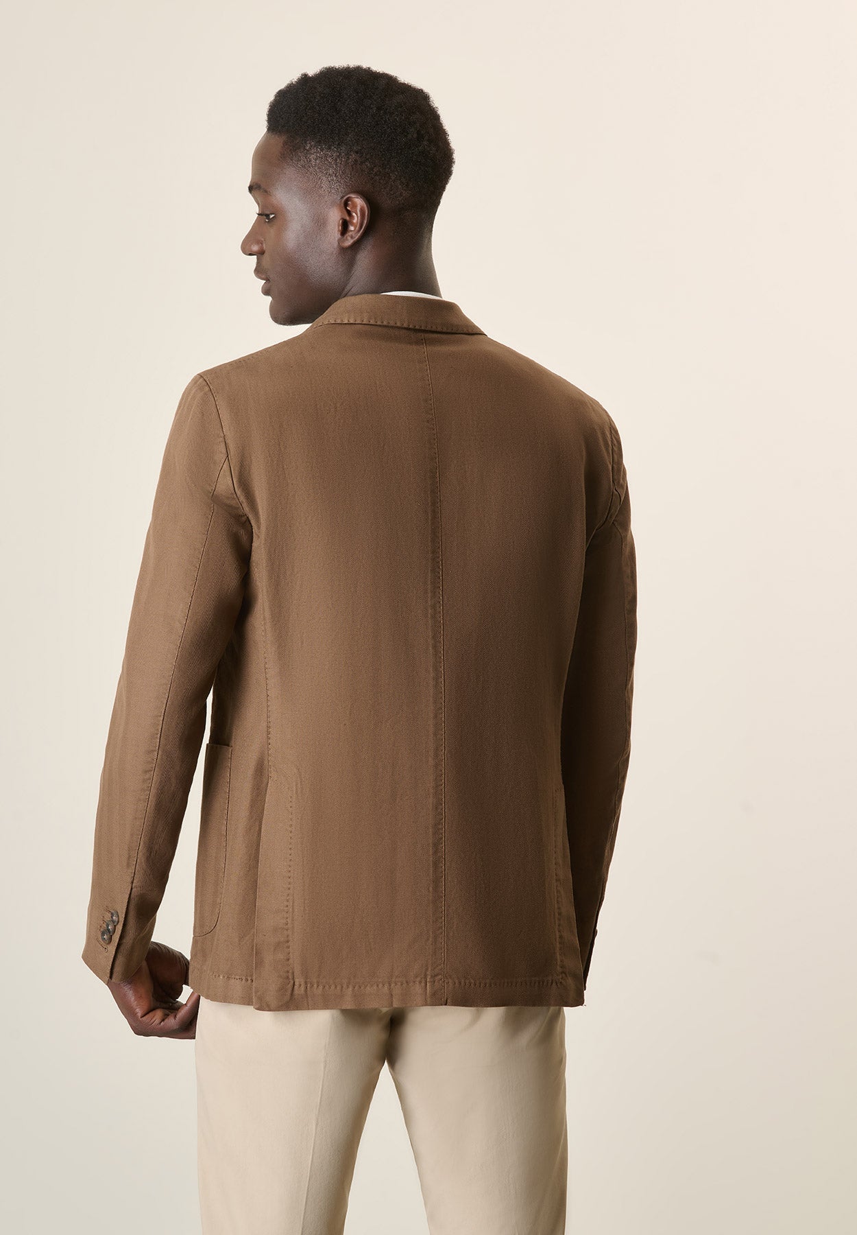 Custom Fit Dark Brown Herringbone Cotton Jacket