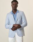 Sky Blue Canvas Cotton Linen Custom Fit Jacket