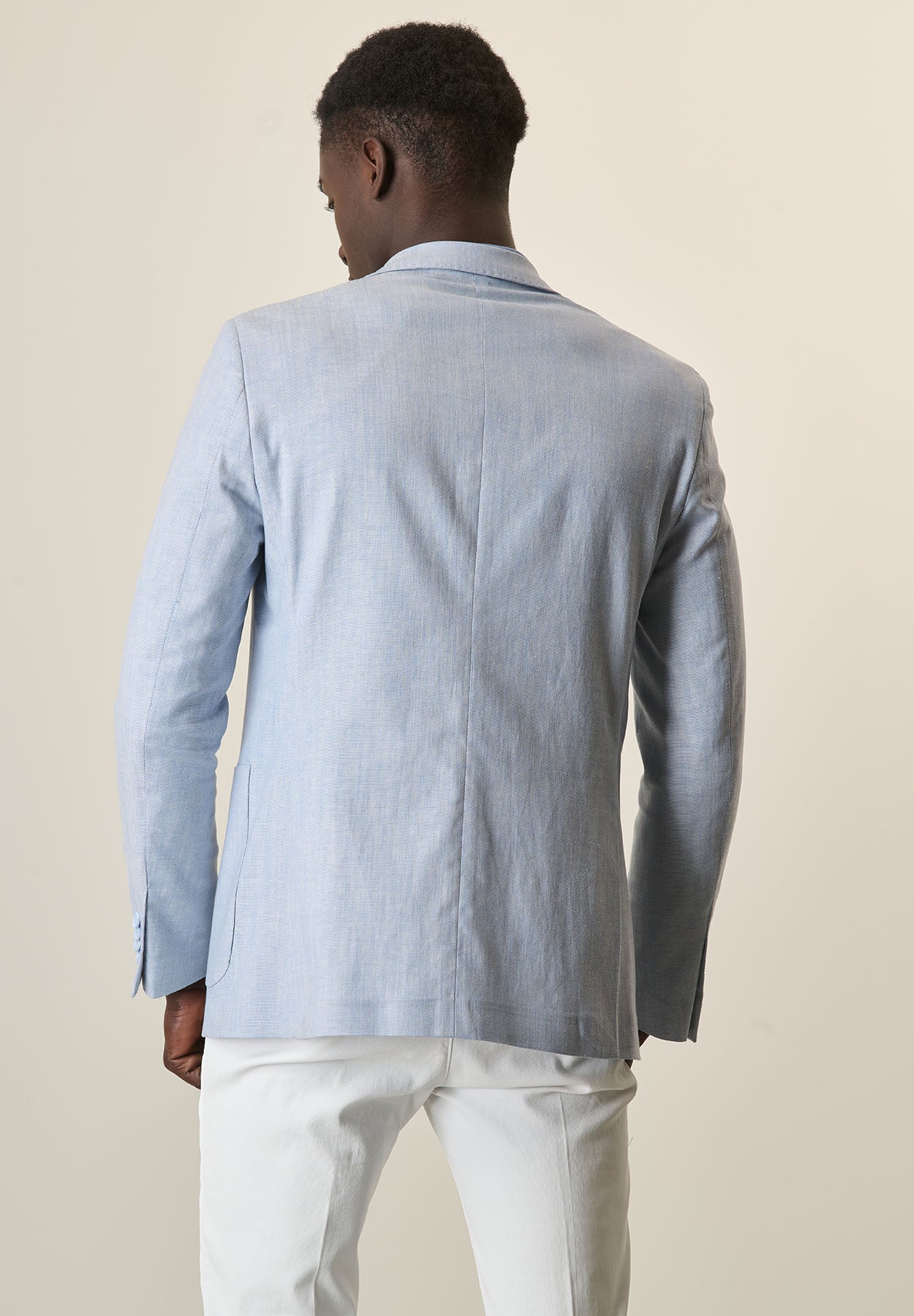 Sky Blue Canvas Cotton Linen Custom Fit Jacket
