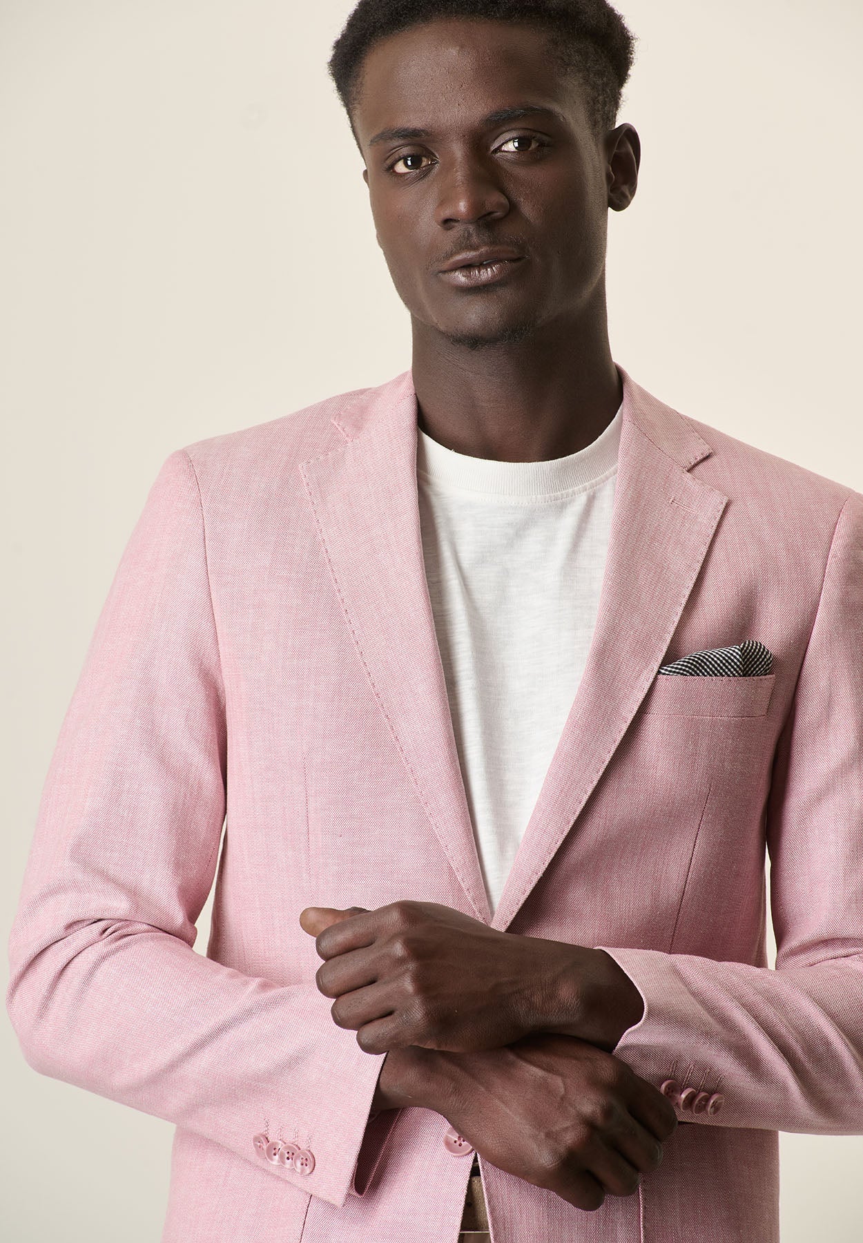 Pink Canvas Cotton Linen Custom Fit Jacket