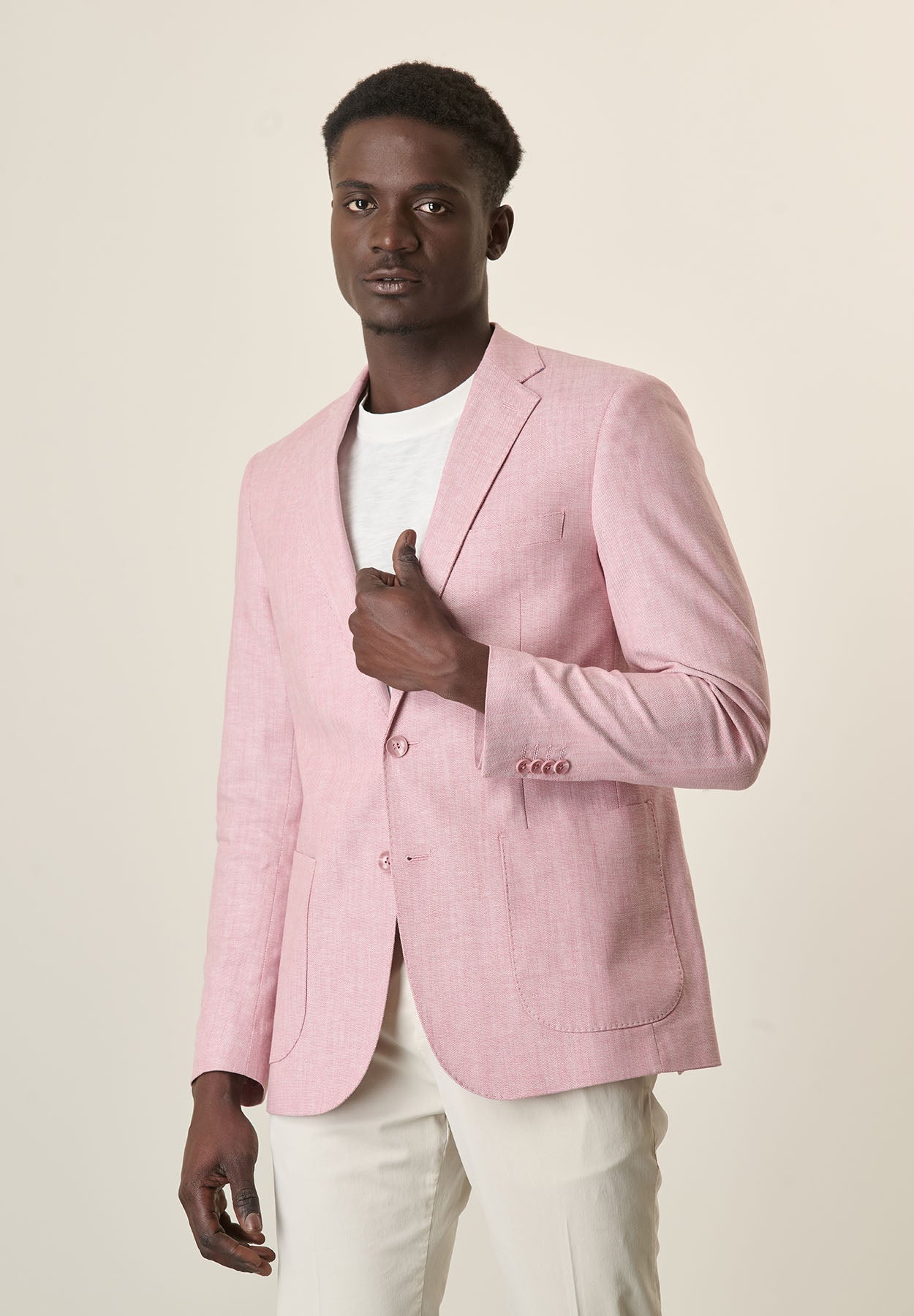Pink Canvas Cotton Linen Custom Fit Jacket