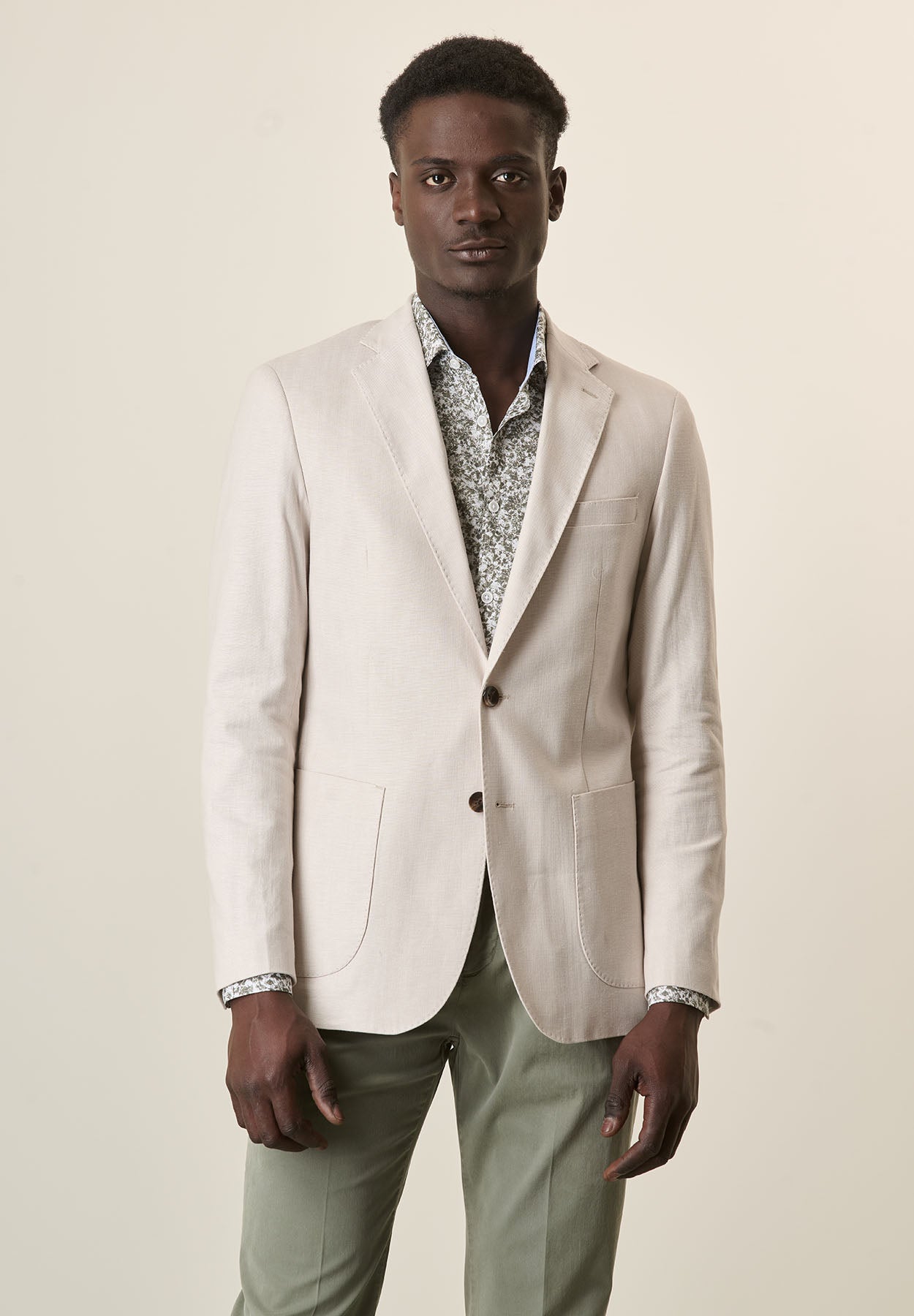 Custom Fit Ecru Cotton Linen Canvas Jacket