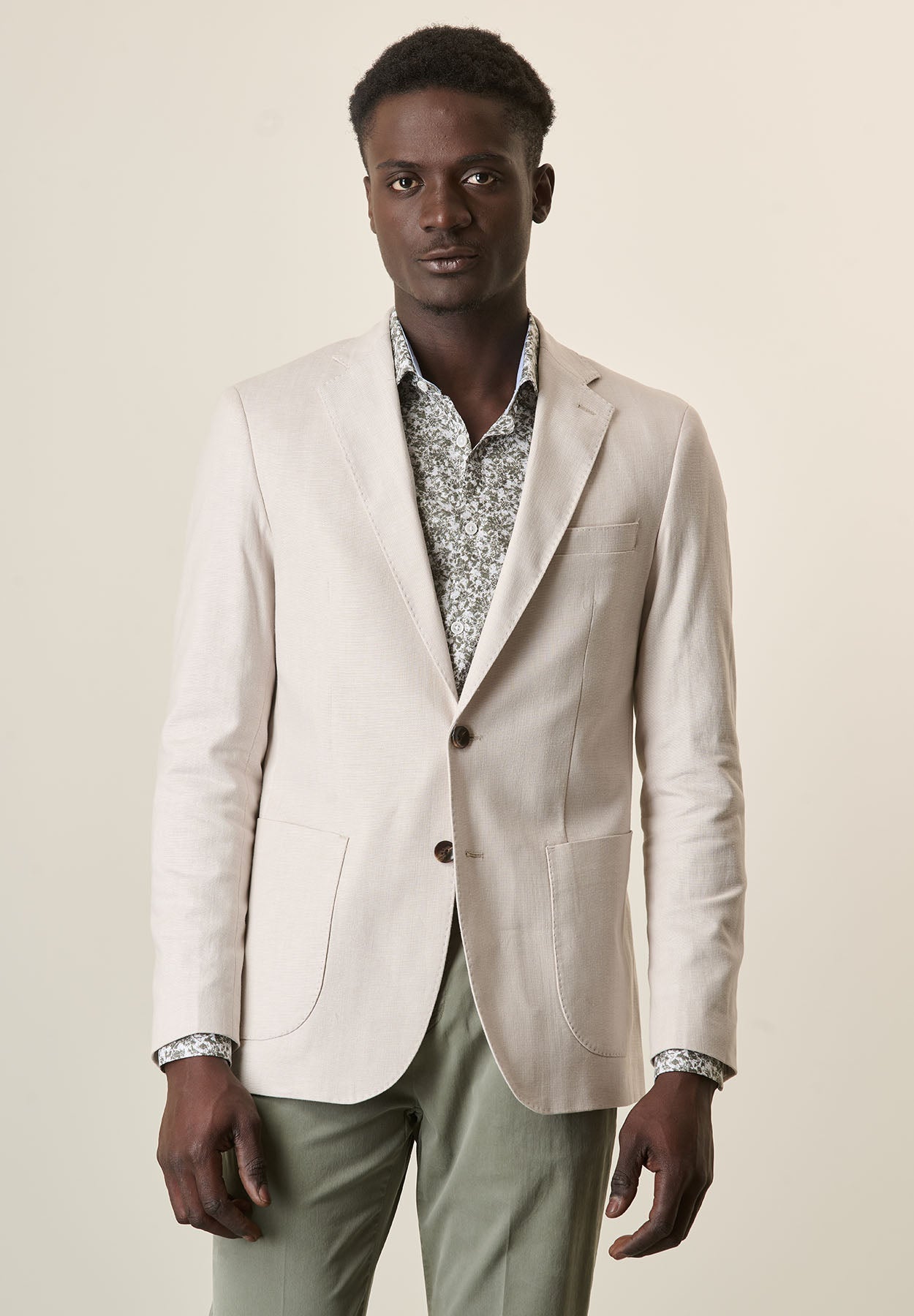 Custom Fit Ecru Cotton Linen Canvas Jacket