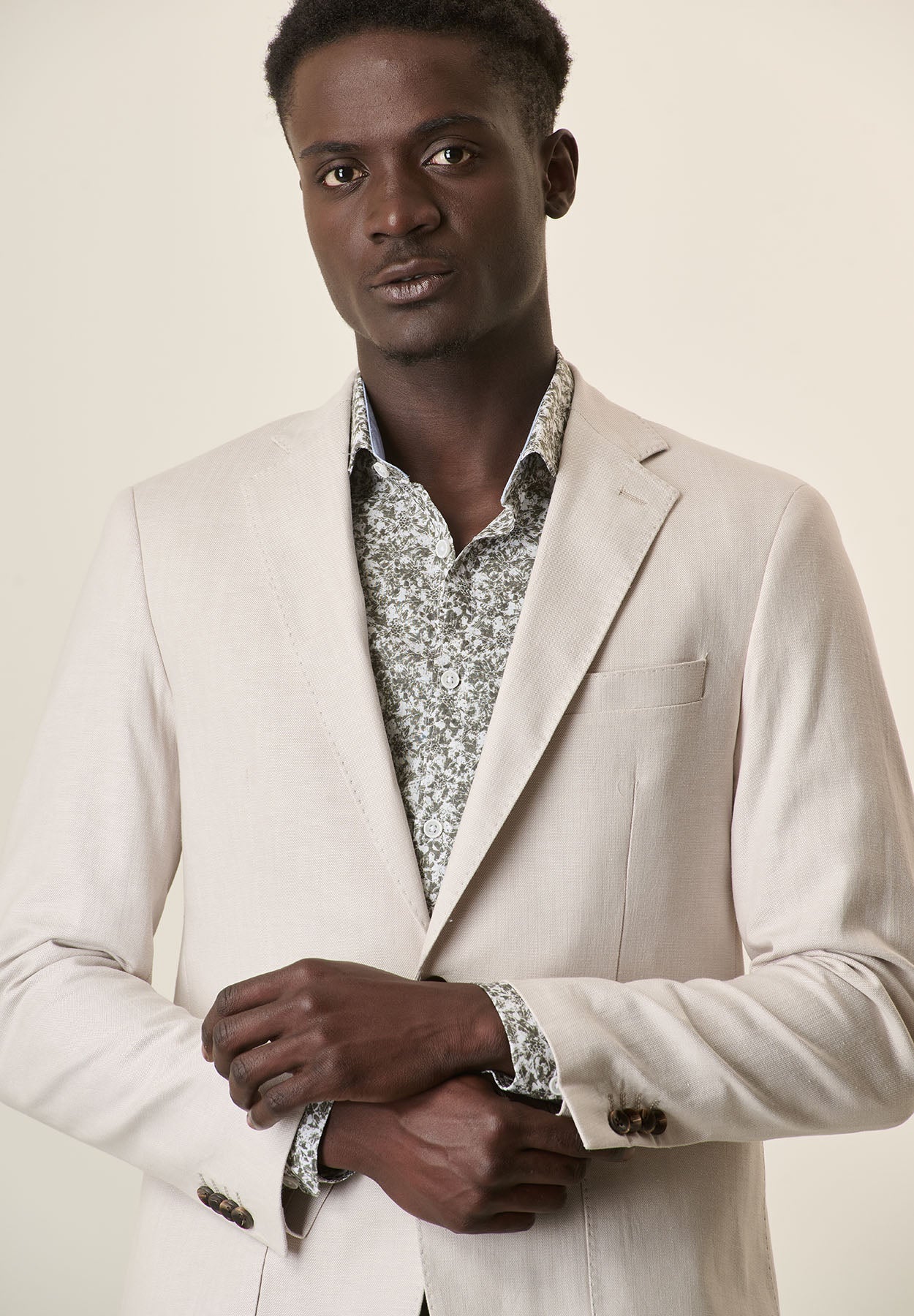 Custom Fit Ecru Cotton Linen Canvas Jacket