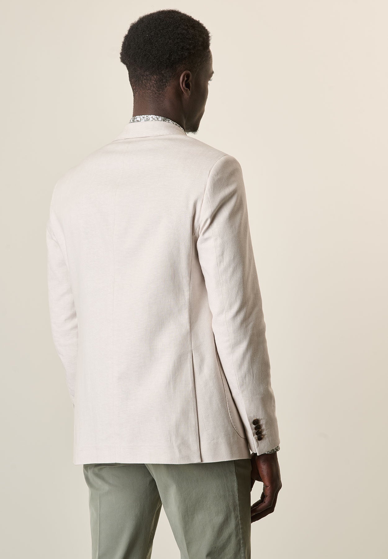 Custom Fit Ecru Cotton Linen Canvas Jacket