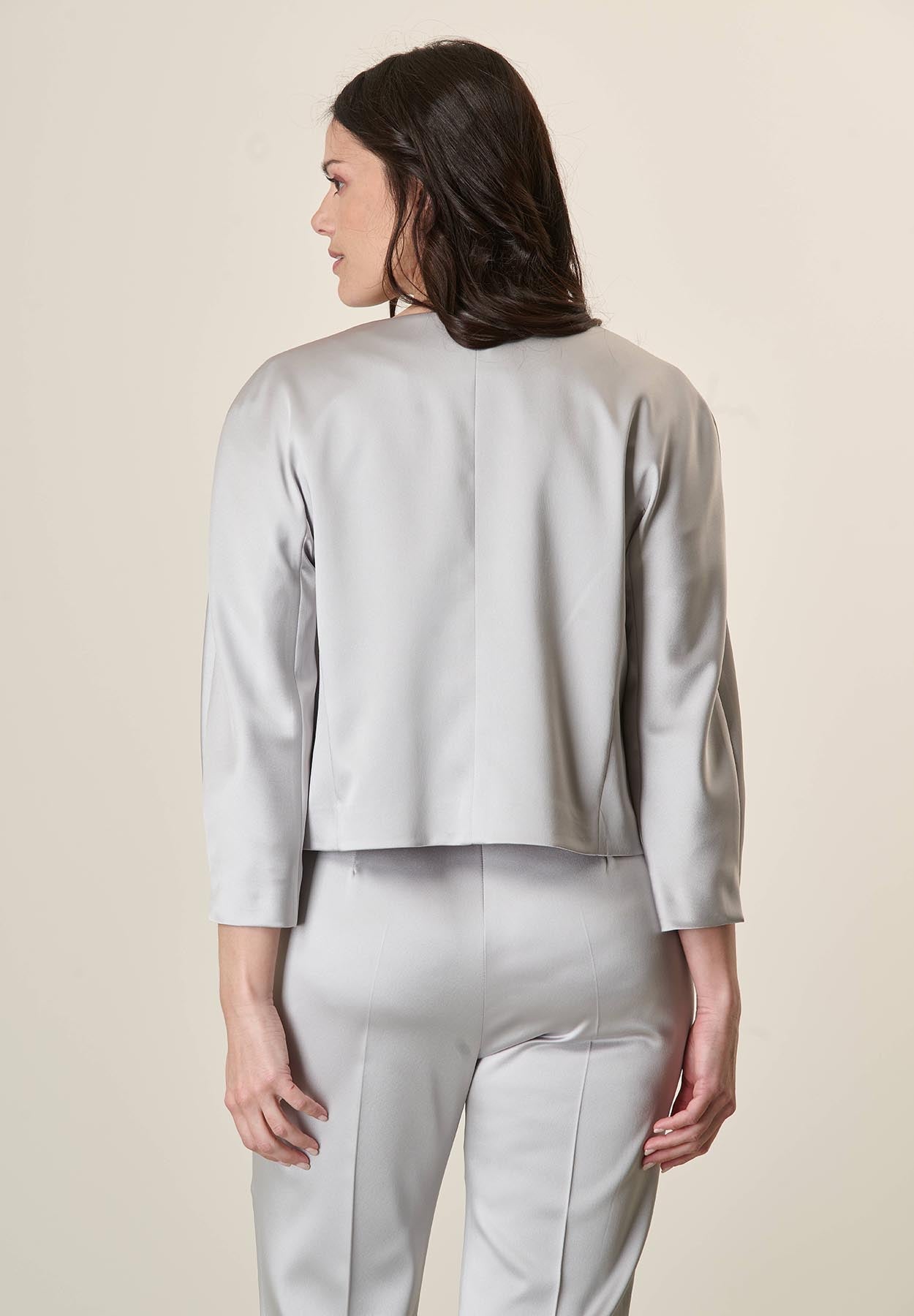 Light Gray Satin Chanel Jacket