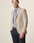 Beige Custom Fit Textured Jersey Jacket