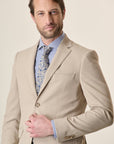 Beige Custom Fit Textured Jersey Jacket