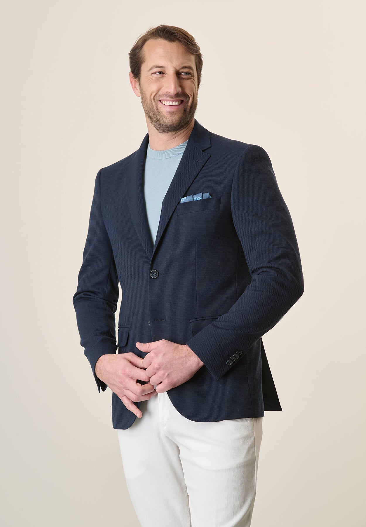 Custom Fit Blue Jersey Jacket