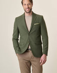 Custom Fit Green Textured Jersey Jacket