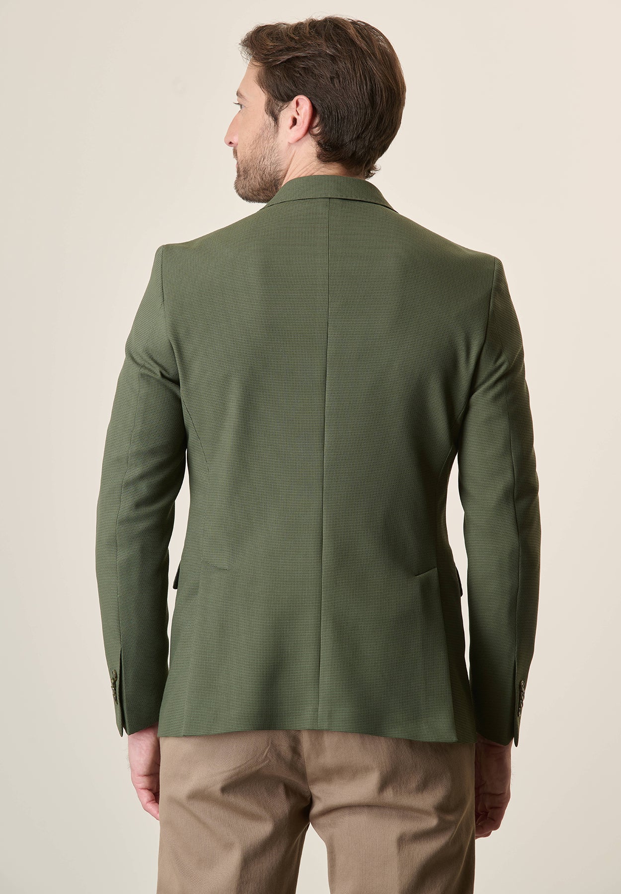 Custom Fit Green Textured Jersey Jacket