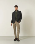 Custom fit dark brown wool micro-pattern jacket