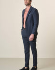 Dark Blue Linen Custom Fit Jacket