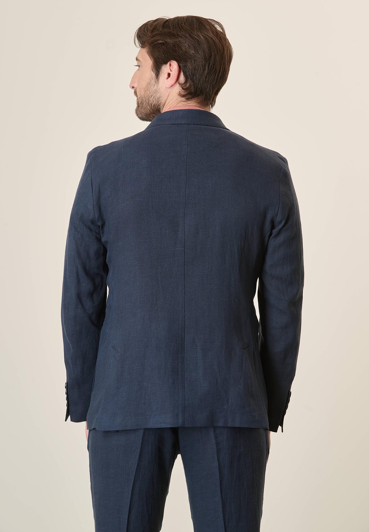 Dark Blue Linen Custom Fit Jacket