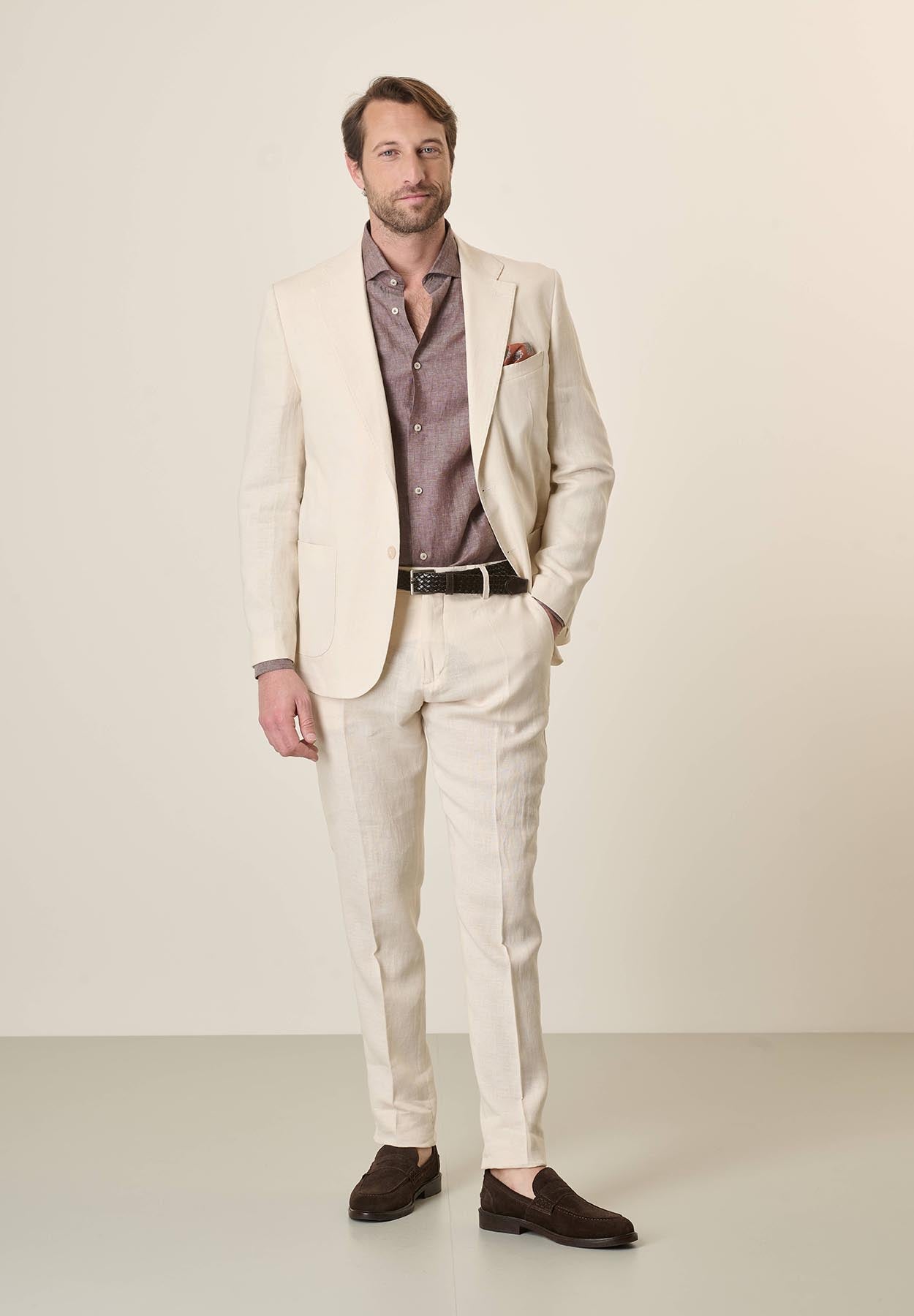 Custom Fit Cream Linen Jacket