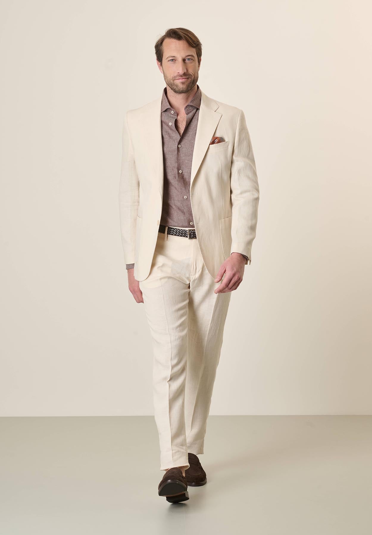 Custom Fit Cream Linen Jacket
