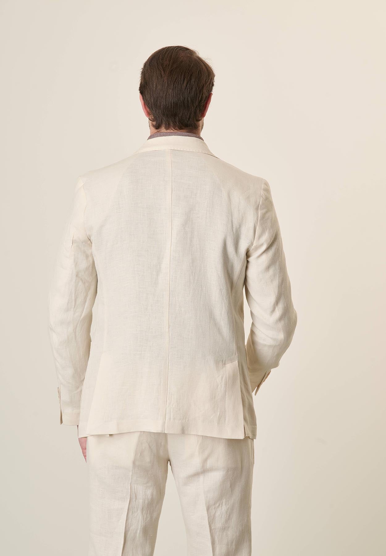 Custom Fit Cream Linen Jacket