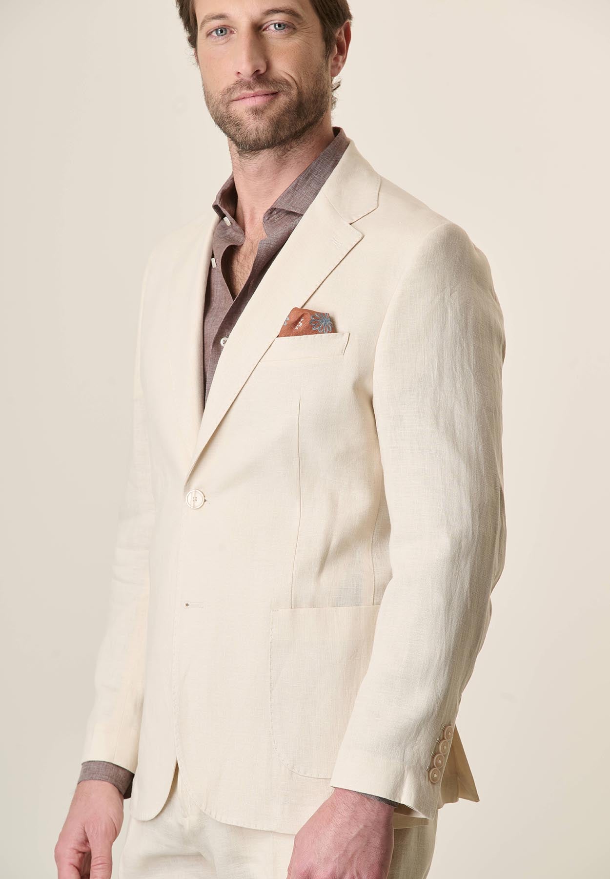 Custom Fit Cream Linen Jacket