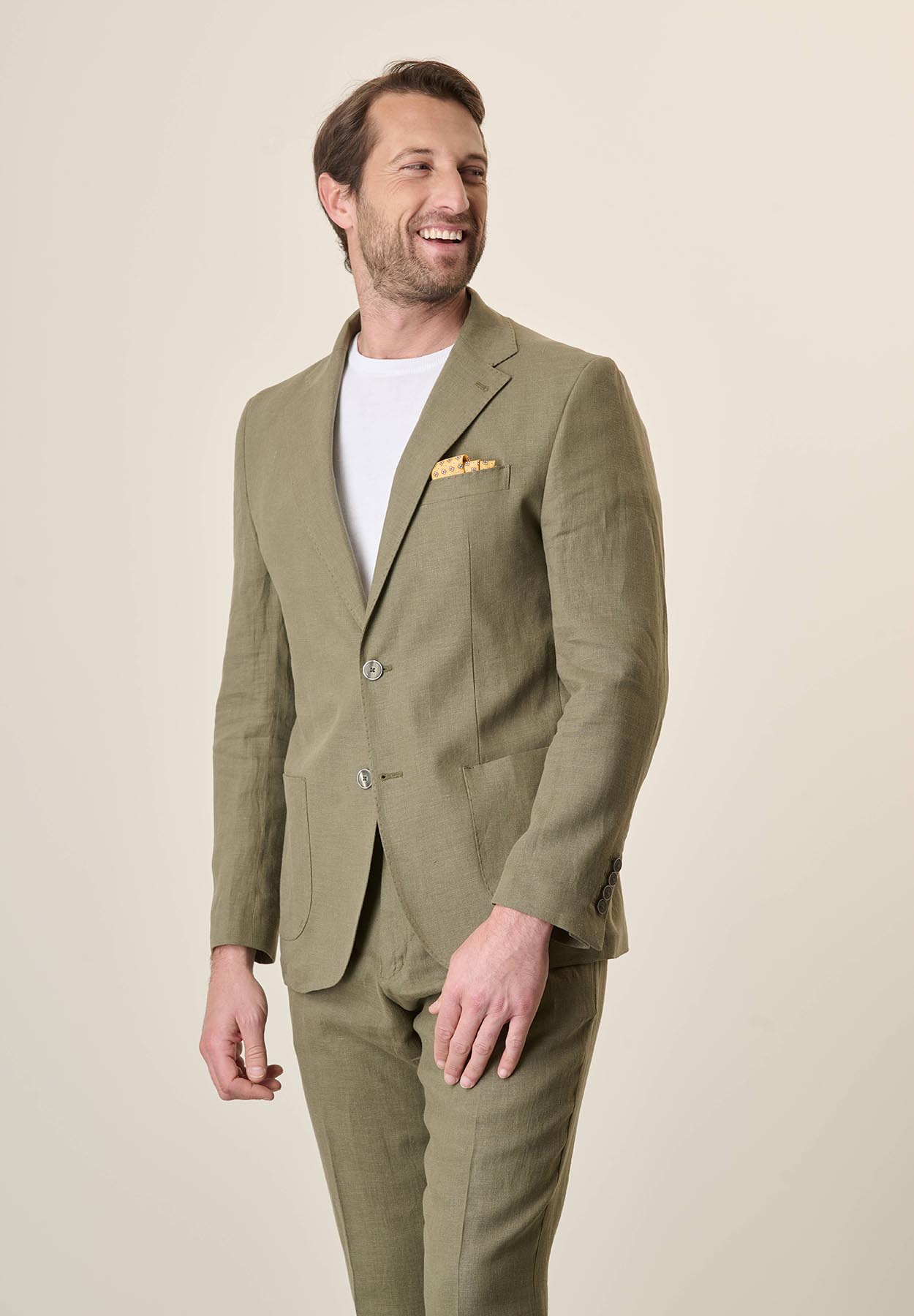 Custom Fit Linen Military Green Jacket