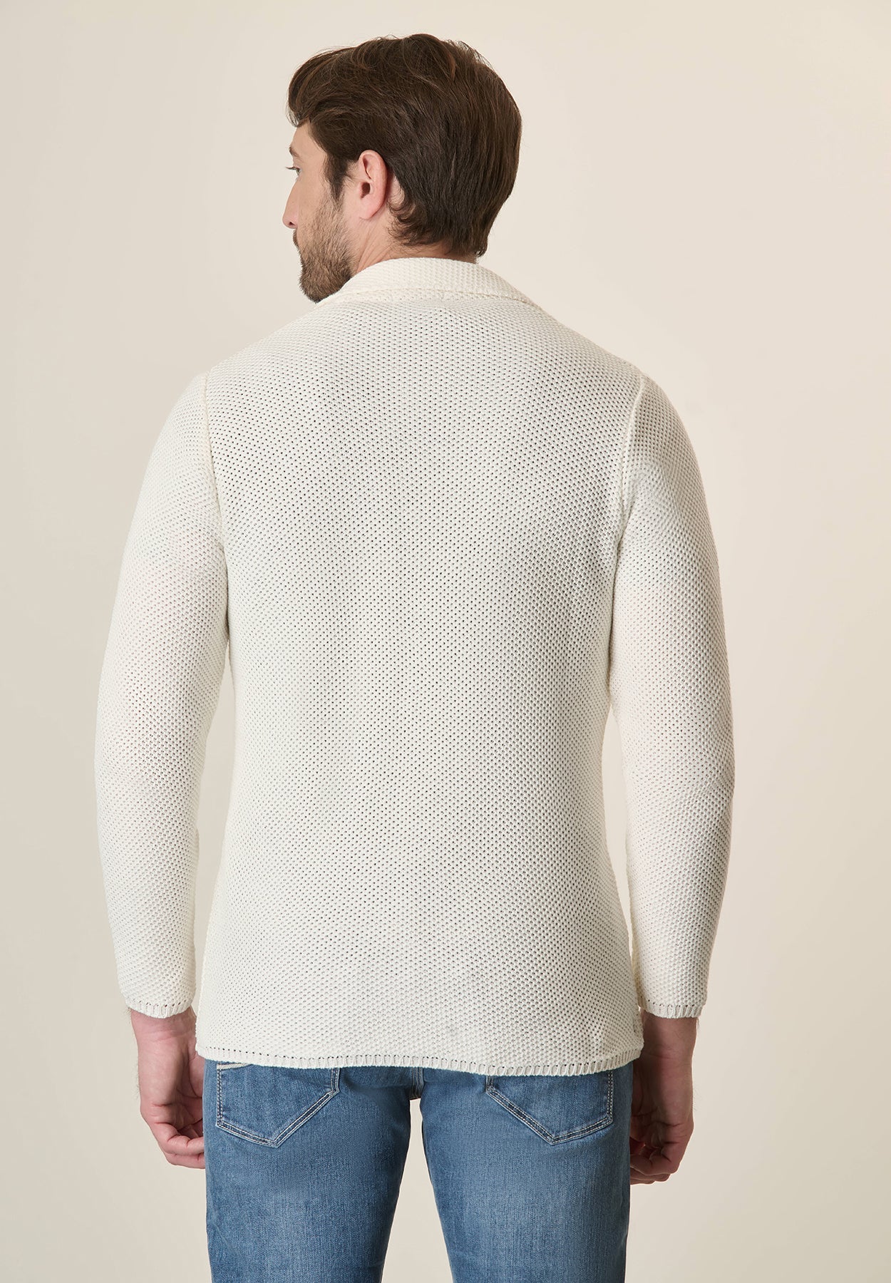 Cream Cotton Blend Knitted Jacket