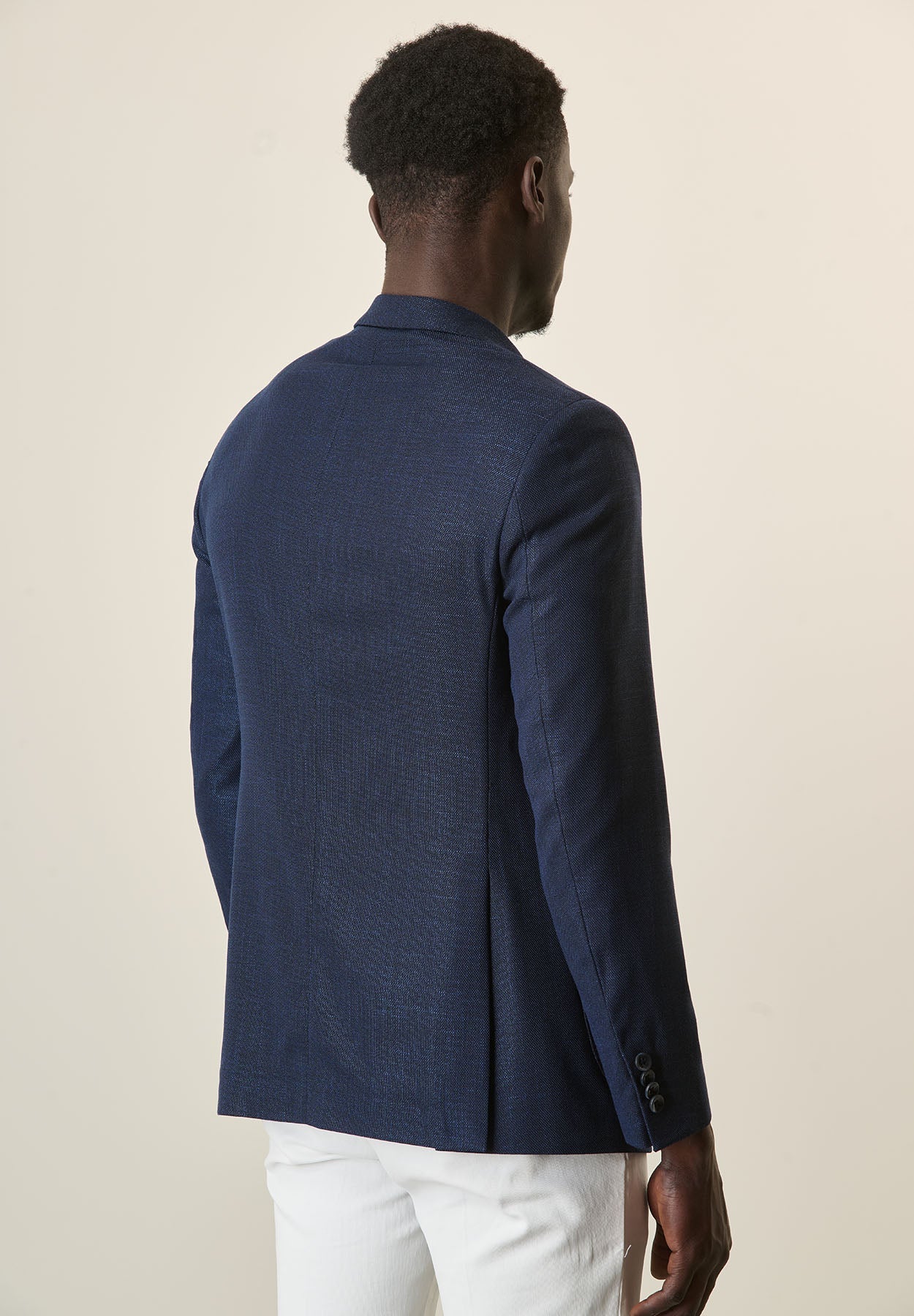 Custom Fit Blue Hopsack Jacket