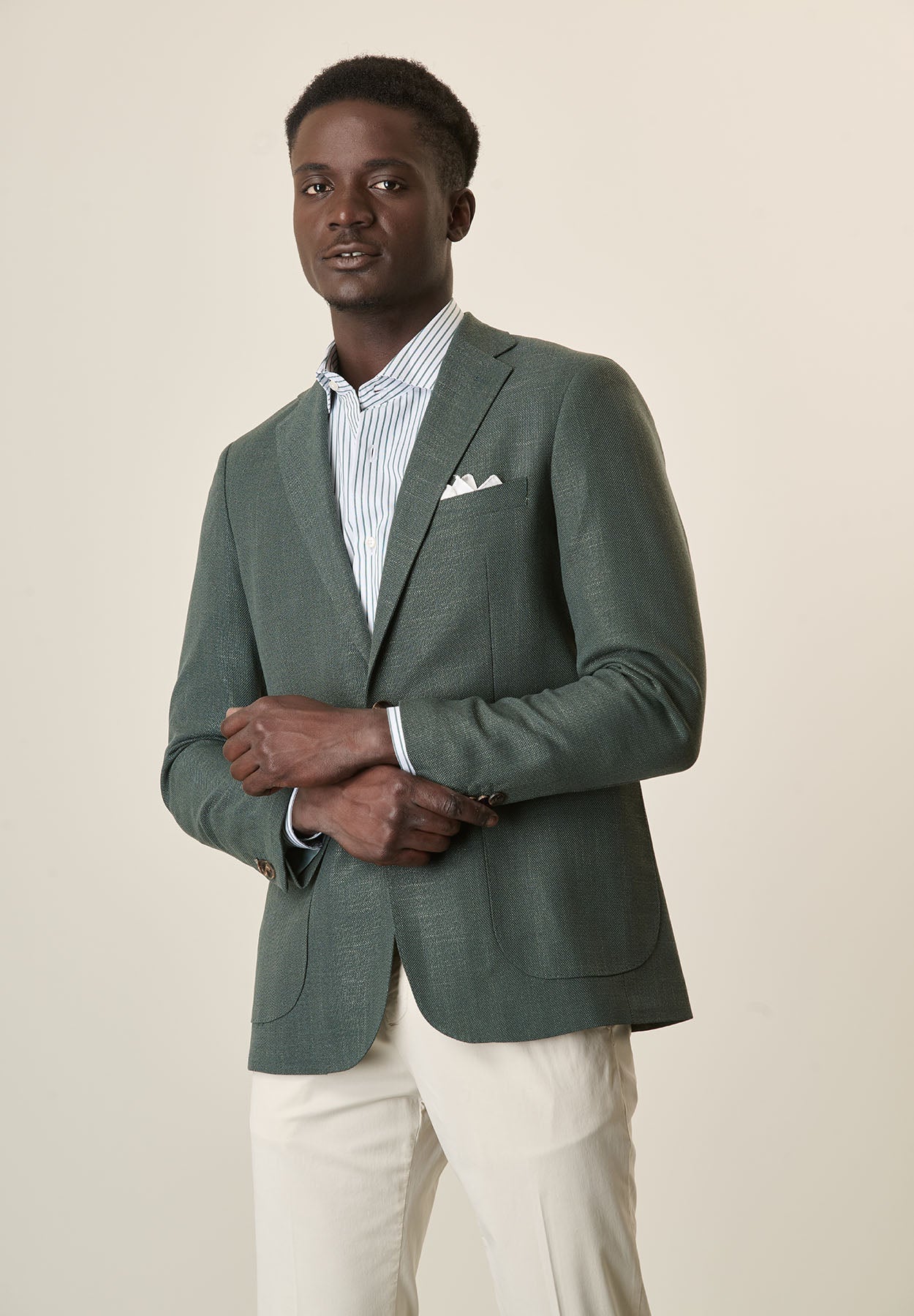 Custom Fit Green Hopsack Jacket