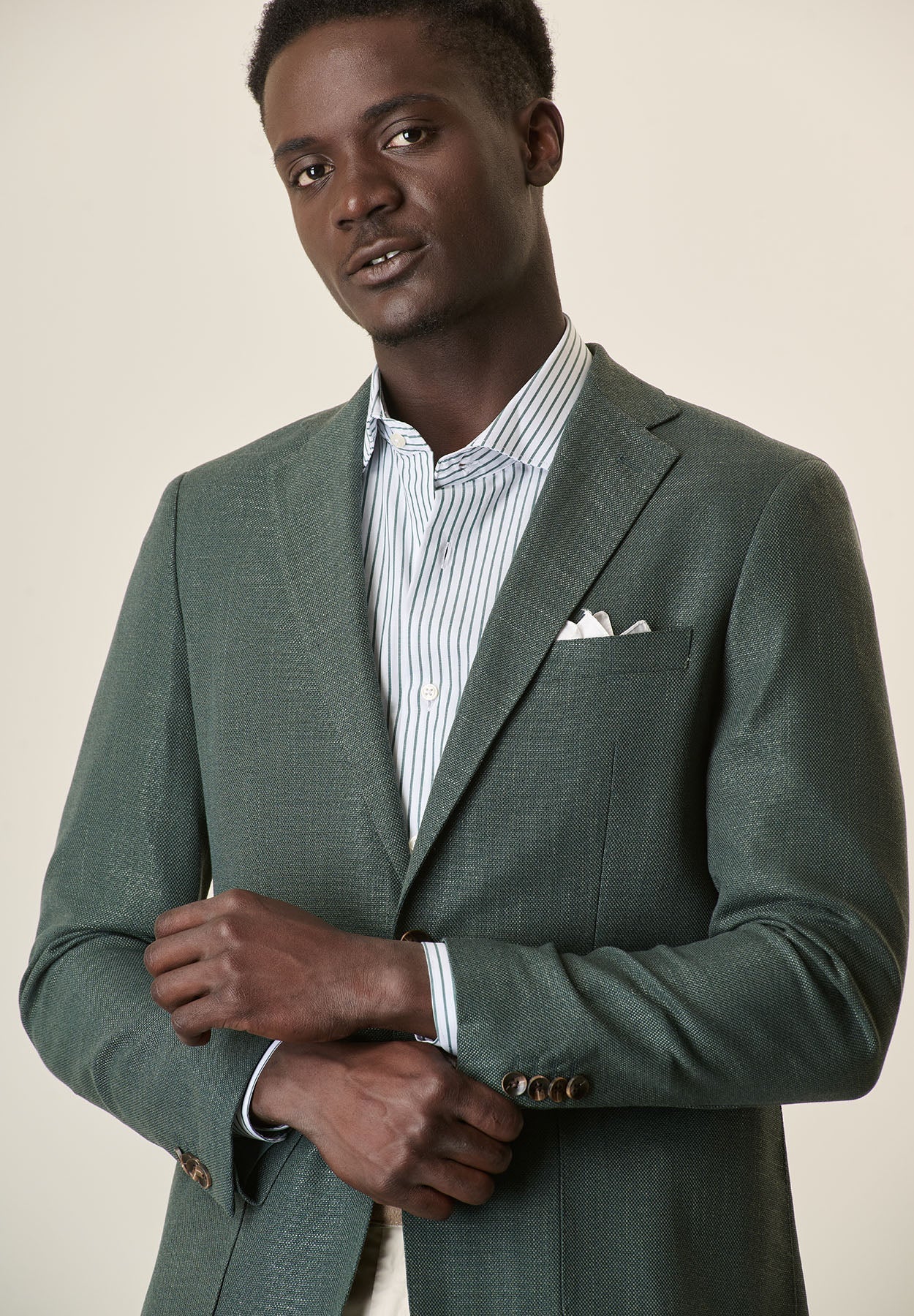 Custom Fit Green Hopsack Jacket