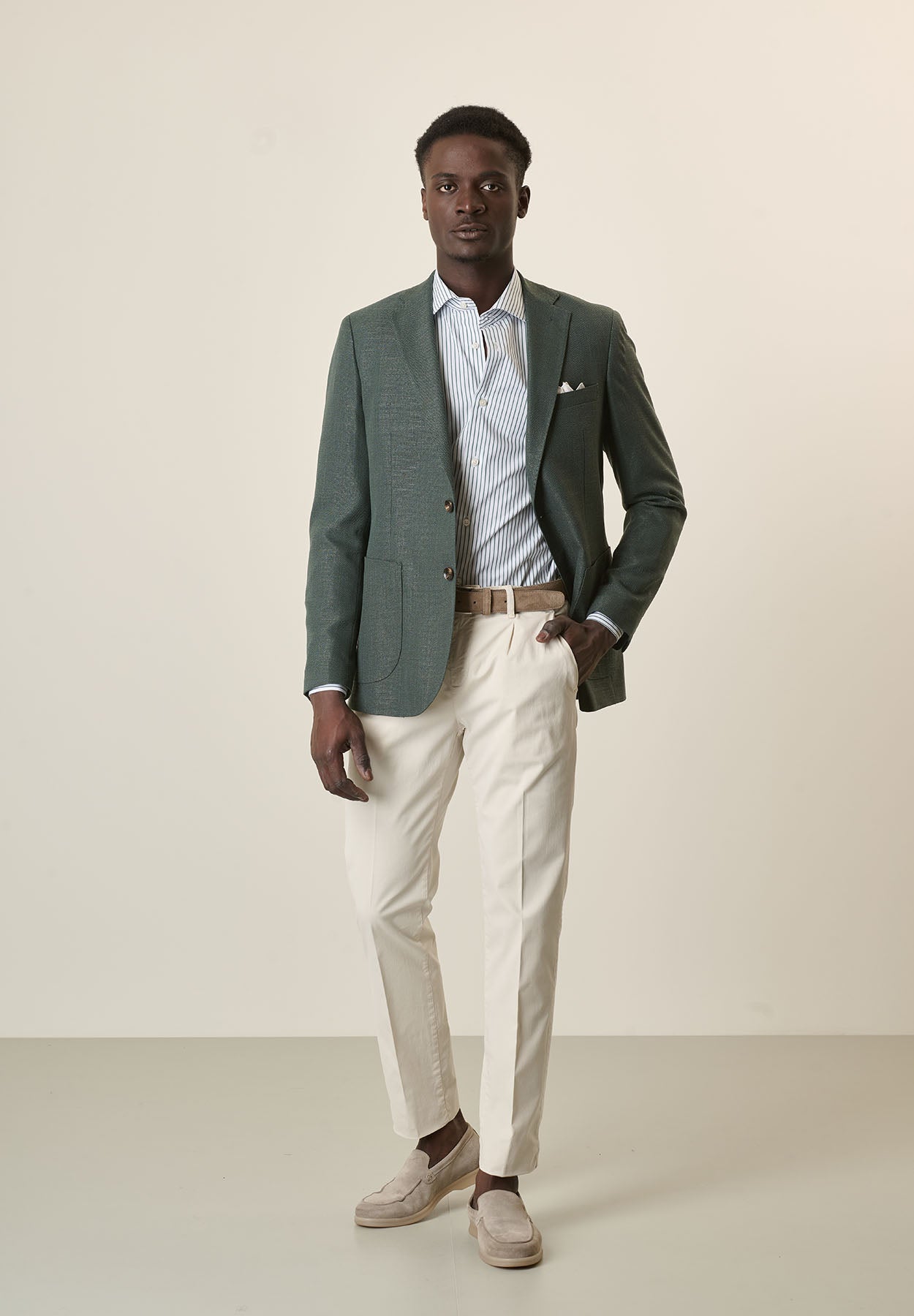 Custom Fit Green Hopsack Jacket