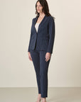 Blue Pinstripe Jacket With Milanese Stitch