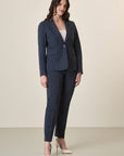 Blue Pinstripe Jacket With Milanese Stitch