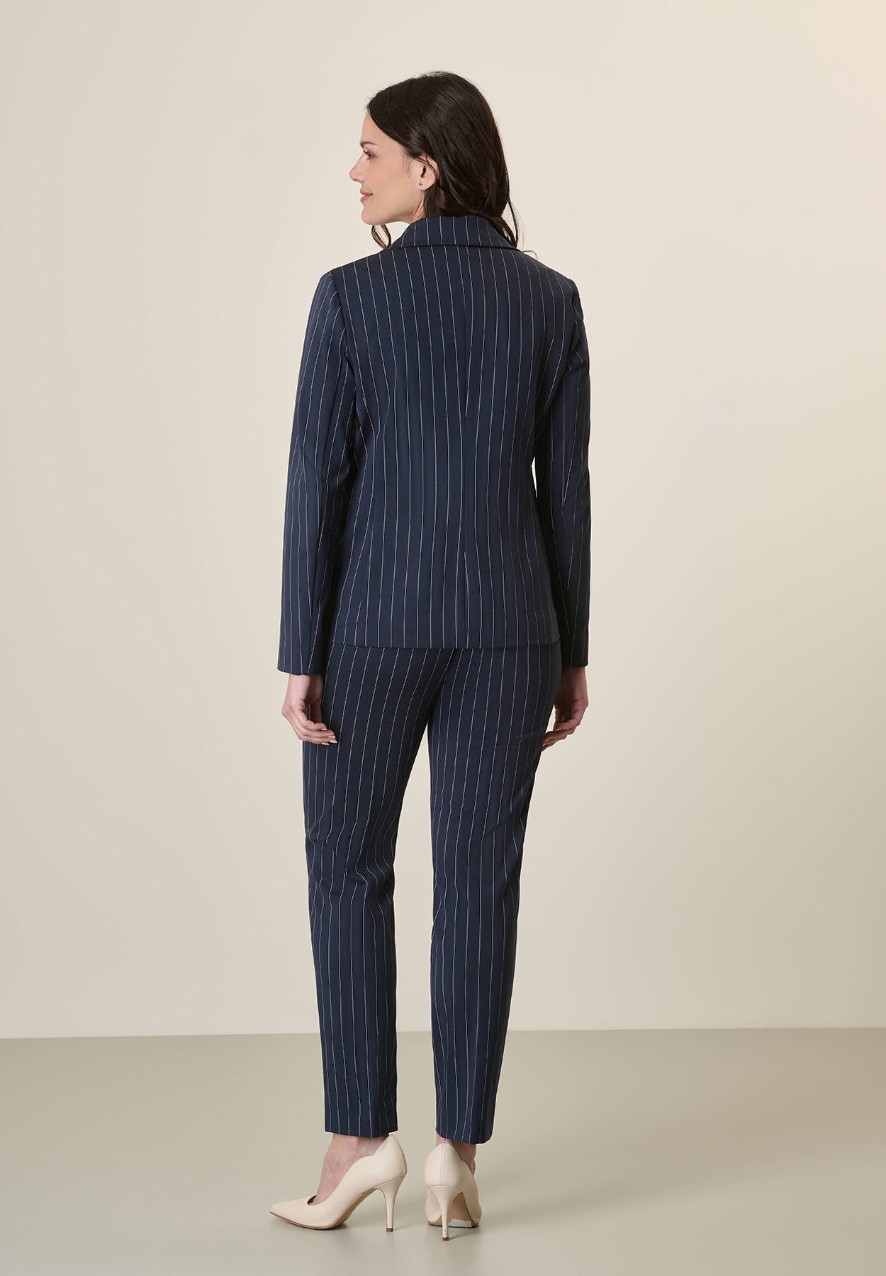 Blue Pinstripe Jacket With Milanese Stitch