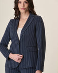 Blue Pinstripe Jacket With Milanese Stitch