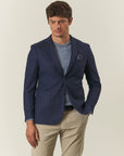 Giacca blu resca misto lana comfort fit-Angelico