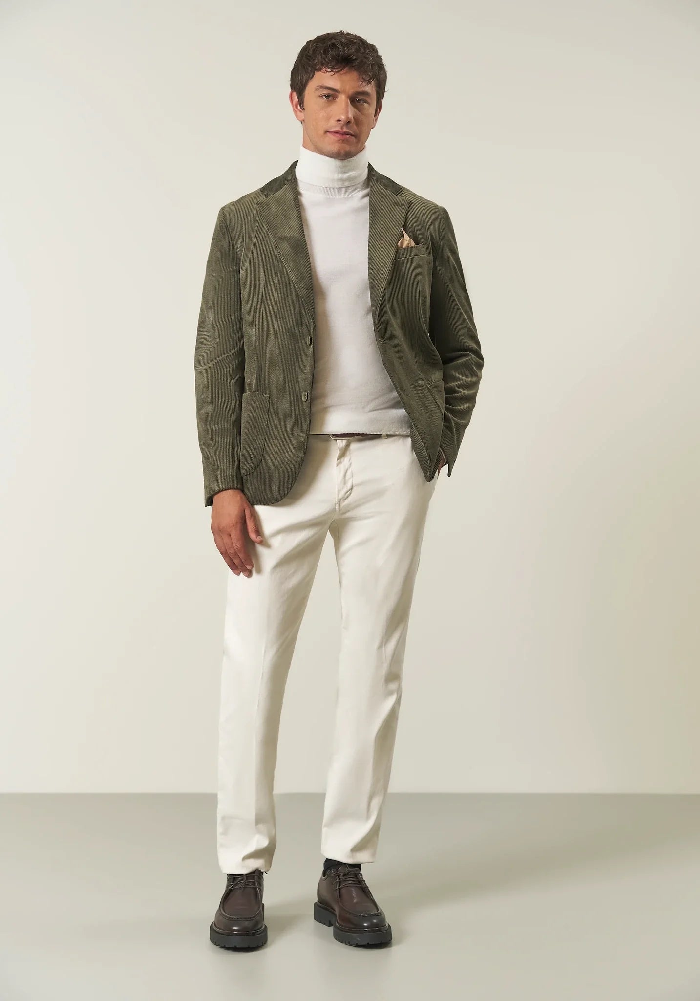 Custom fit corduroy military green jacket – ANGELICO