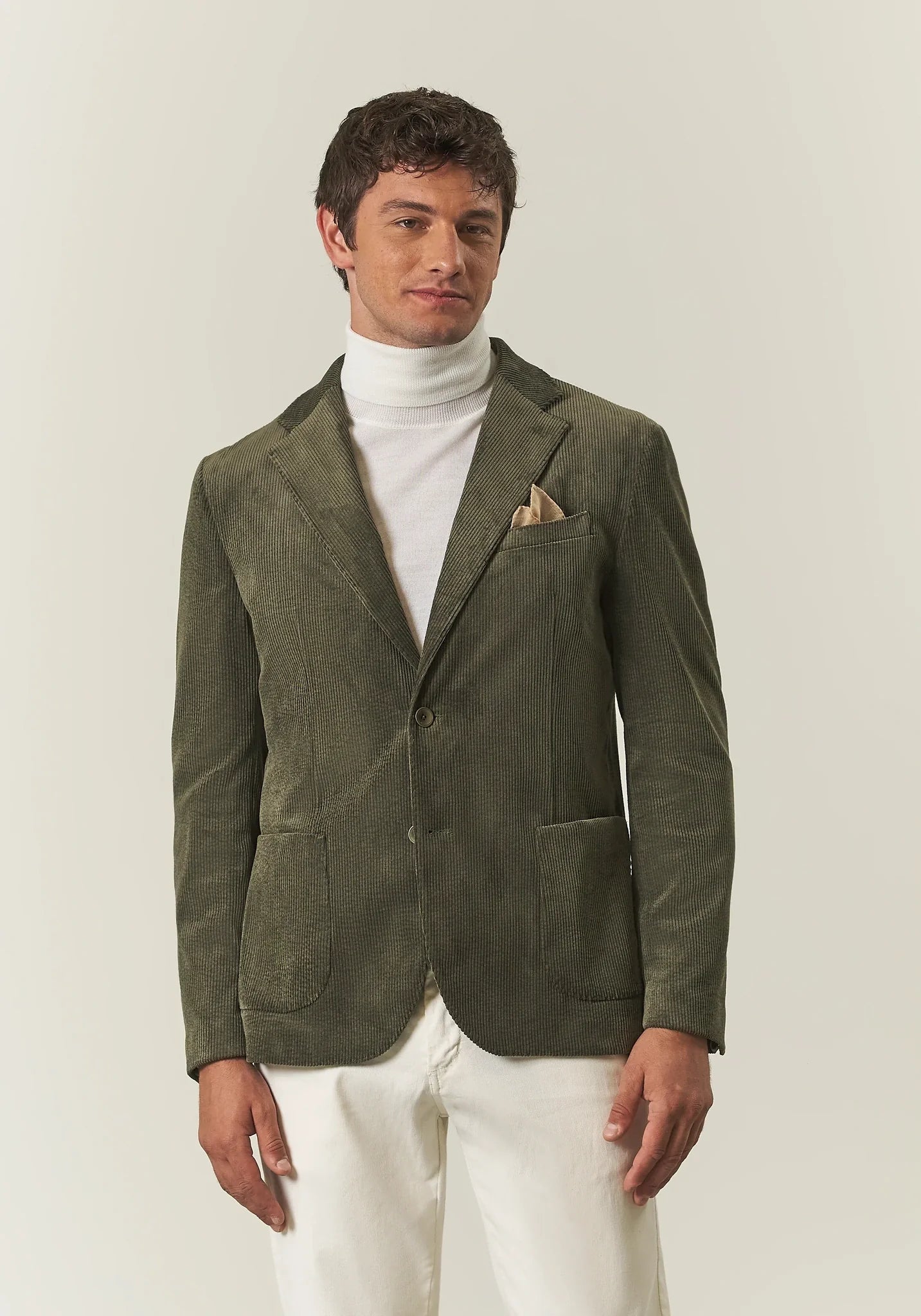 Custom fit corduroy military green jacket – ANGELICO