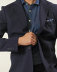 Custom fit stretch jersey blue jacket