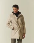 Beige wool blend hooded jacket