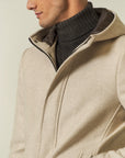 Beige wool blend hooded jacket